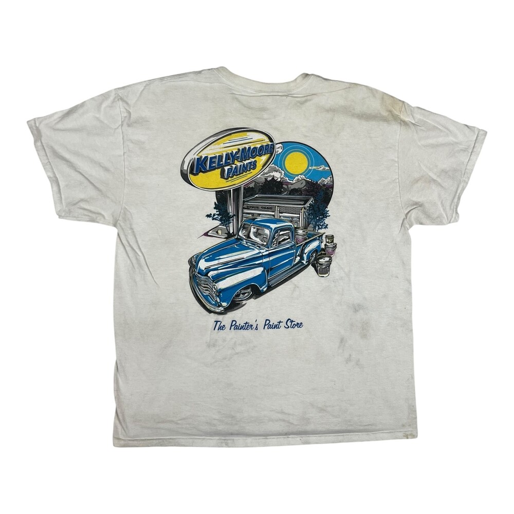 Vintage Kelly-Moore Paints T-Shirt Size XL Truck Hot Rod Stained